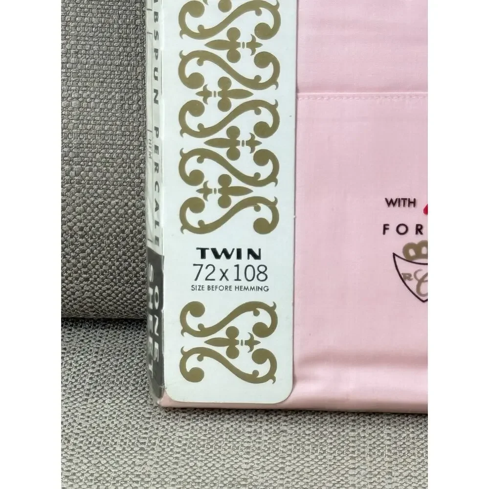 Vintage NOS Cannon Percale Twin Sheet Set Pink Pima Cotton Blend 4 Pc NIP